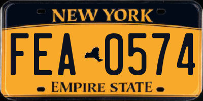 NY license plate FEA0574
