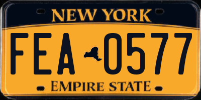 NY license plate FEA0577