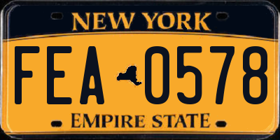 NY license plate FEA0578