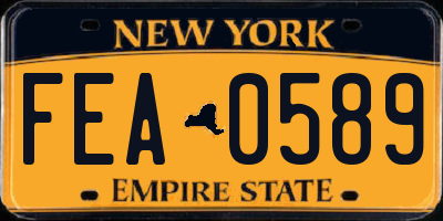 NY license plate FEA0589