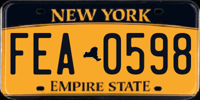 NY license plate FEA0598