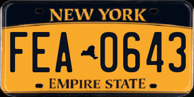 NY license plate FEA0643