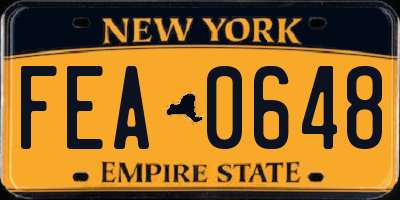 NY license plate FEA0648