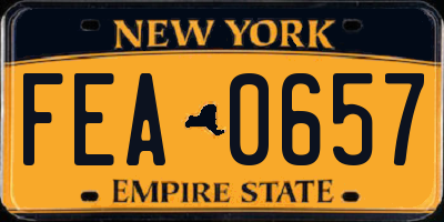 NY license plate FEA0657