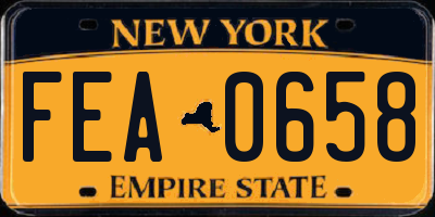 NY license plate FEA0658