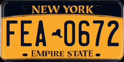 NY license plate FEA0672