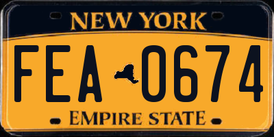 NY license plate FEA0674