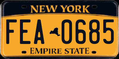 NY license plate FEA0685