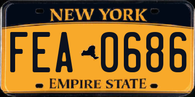 NY license plate FEA0686