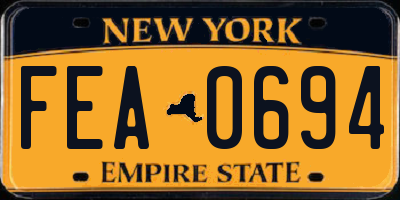 NY license plate FEA0694