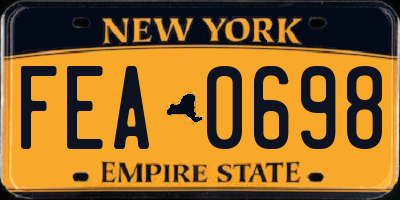 NY license plate FEA0698