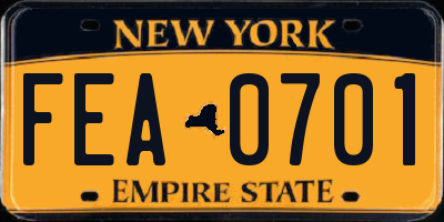 NY license plate FEA0701