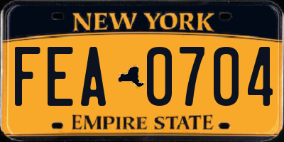 NY license plate FEA0704