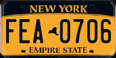 NY license plate FEA0706