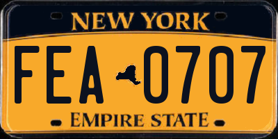 NY license plate FEA0707