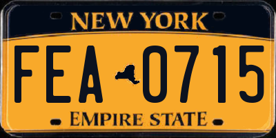 NY license plate FEA0715