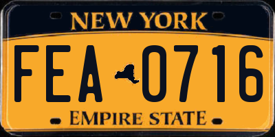 NY license plate FEA0716