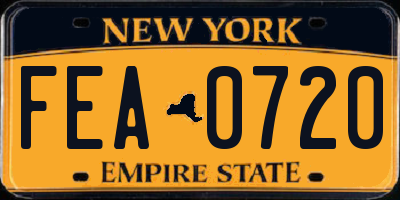 NY license plate FEA0720