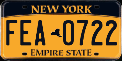 NY license plate FEA0722