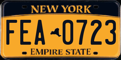NY license plate FEA0723