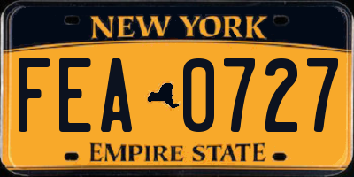 NY license plate FEA0727