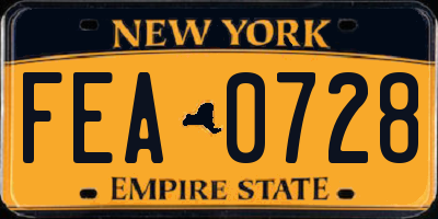 NY license plate FEA0728