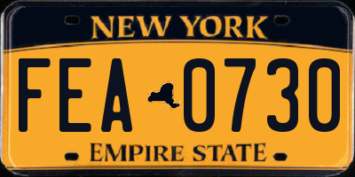NY license plate FEA0730