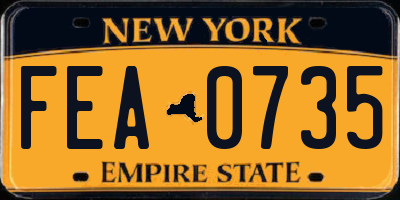 NY license plate FEA0735