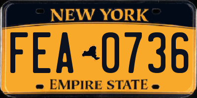 NY license plate FEA0736
