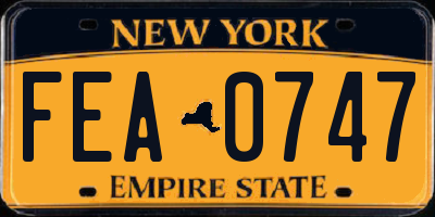 NY license plate FEA0747
