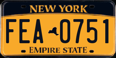 NY license plate FEA0751