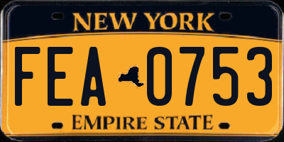 NY license plate FEA0753