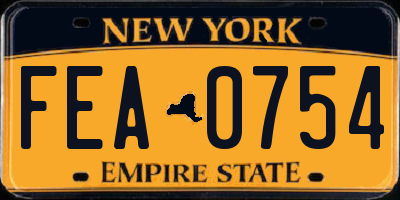 NY license plate FEA0754