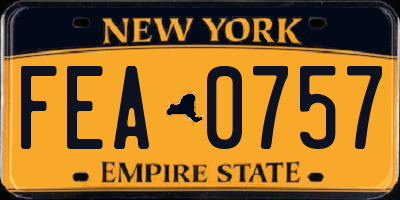 NY license plate FEA0757