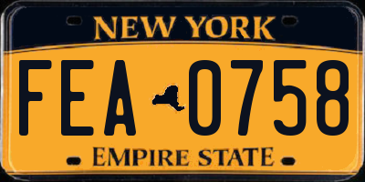 NY license plate FEA0758