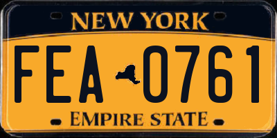 NY license plate FEA0761