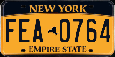 NY license plate FEA0764