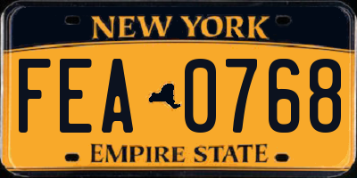NY license plate FEA0768