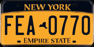 NY license plate FEA0770