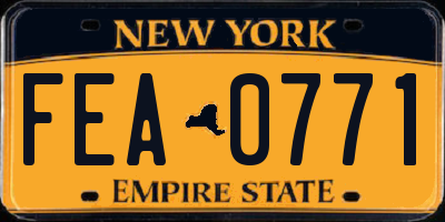 NY license plate FEA0771