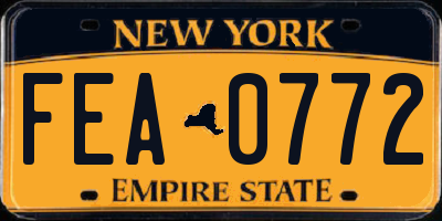 NY license plate FEA0772