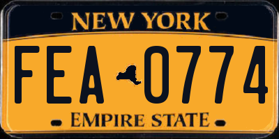 NY license plate FEA0774