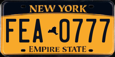 NY license plate FEA0777