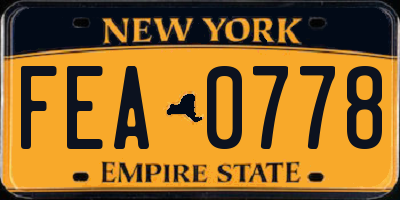 NY license plate FEA0778