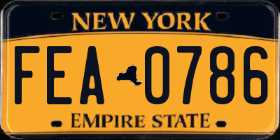 NY license plate FEA0786