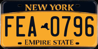 NY license plate FEA0796