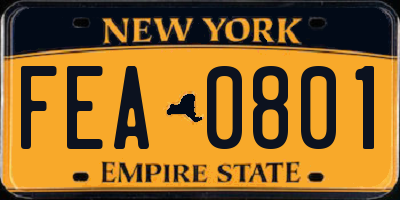 NY license plate FEA0801