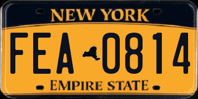 NY license plate FEA0814
