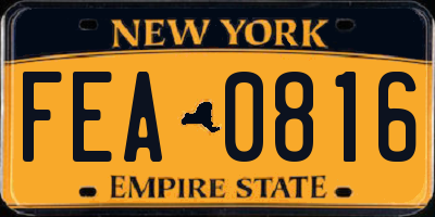 NY license plate FEA0816