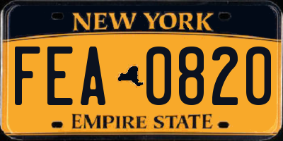 NY license plate FEA0820